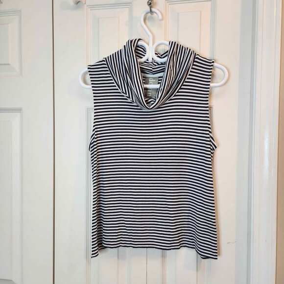 [PM] Dolan cowl-neck sleeveless top striped knit womens‎ petite medium - Picture 1 of 6